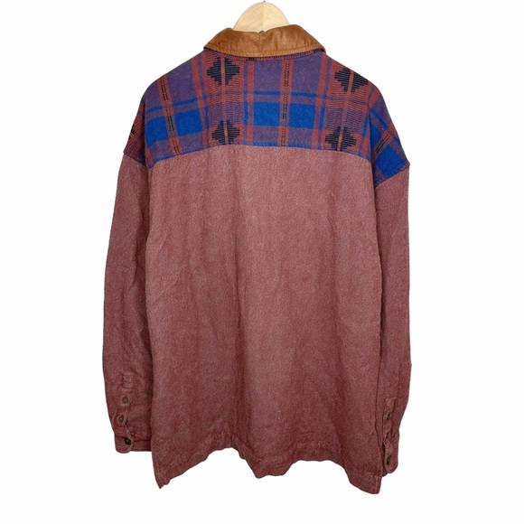 BDG Urban Outfitters NWT Men's Plaid Faux Suede Collar Shacket Size Large - Picture 2 of 8